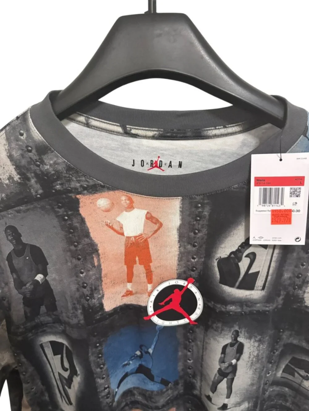NEW Jordan Flight Club All Over Print T-Shirt Sail Large IF3114-133